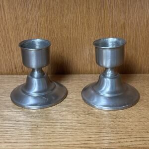 Pair of International Pewter Candle Holders Candlesticks Vintage Medieval Gothic